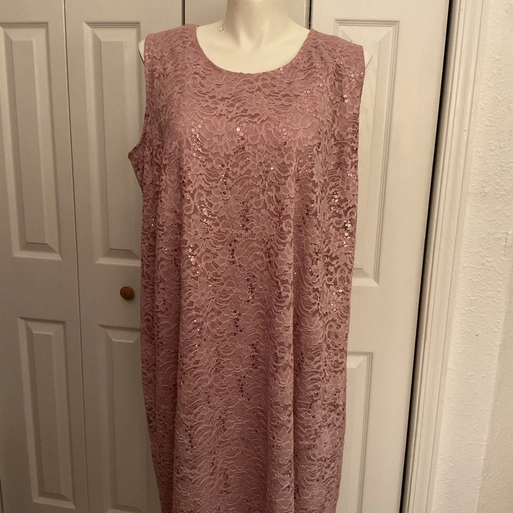 Catherine’s 2 Piece Dress Sparkly Dusty Rose Size 28W Plus Size - Picture 3 of 6